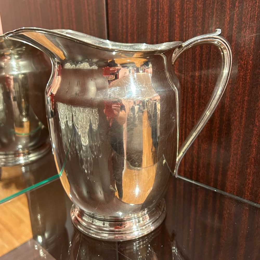 Vintage monogrammed Silver Plated Pitcher 8" Height
